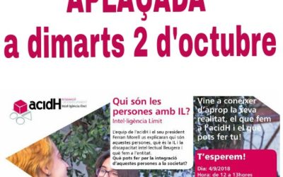 Atenció: aplacem 4 de setembre: PRESENTACIÓ A LA CIUTADANIA D’ACIDH I LA INTEL·lIGÈNCIA LÍMIT (IL)